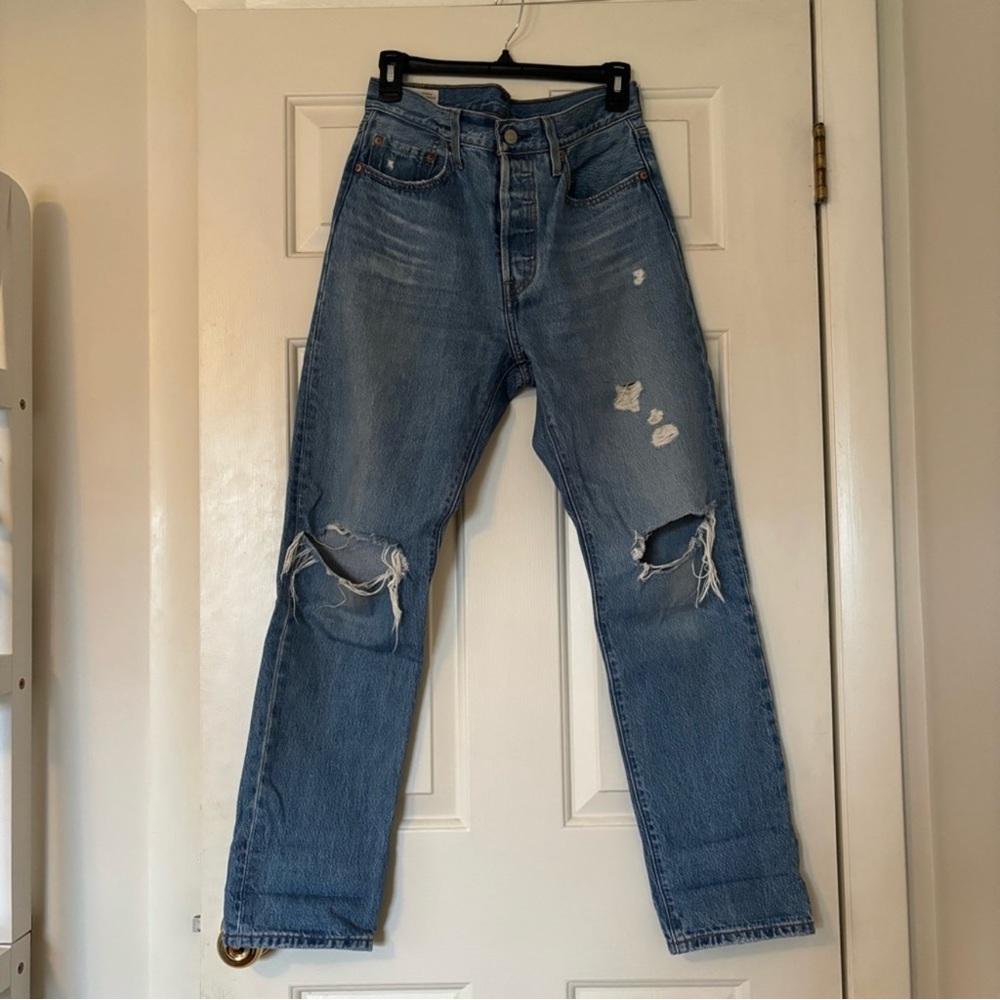Levi's distressed 501 jeans